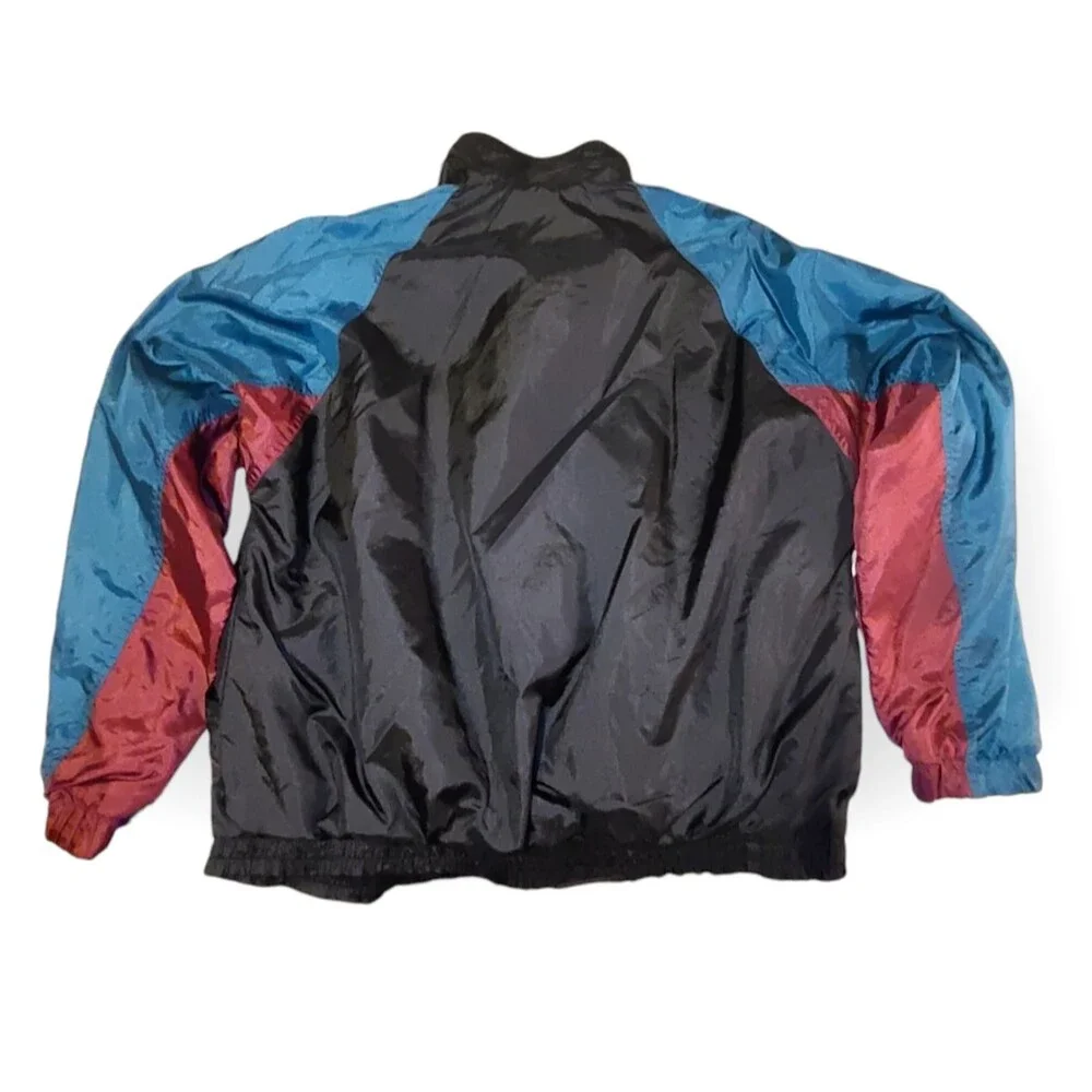Vintage Advantage By Wilson Full Zip Colorblock Black Nylon Tennis Jacket Size L